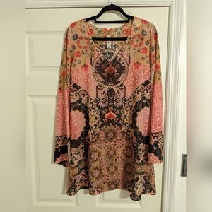 S-twelve colorful tunic boho hippie semi sheer size large